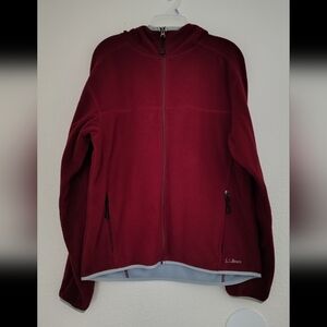 L.L.Bean Polartec Fleece Jacket – Burgundy Hooded Full Zip Men’s Medium Vintage